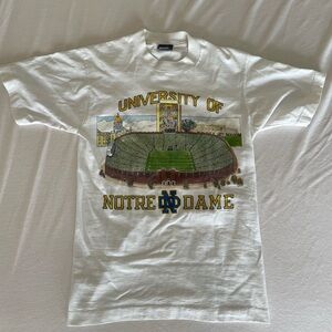 Screen Stars Best | White Notre Dame T Shirt | SMALL
